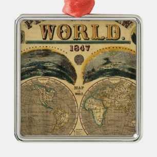 Ornement Carré Argenté Vue imagée du monde