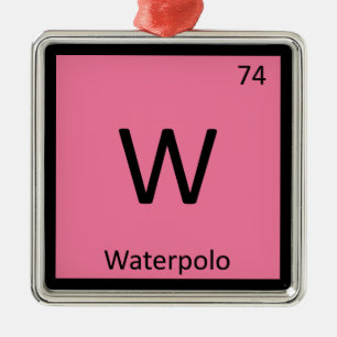 Ornement Carré Argenté W - Water-polo Chimie Tableau périodique