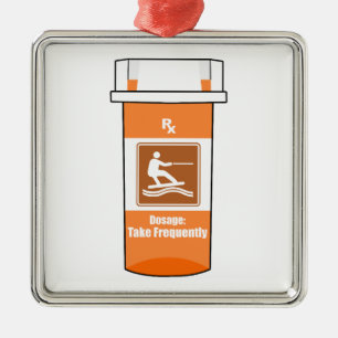 Ornement Carré Argenté Wakeboard est ma drogue