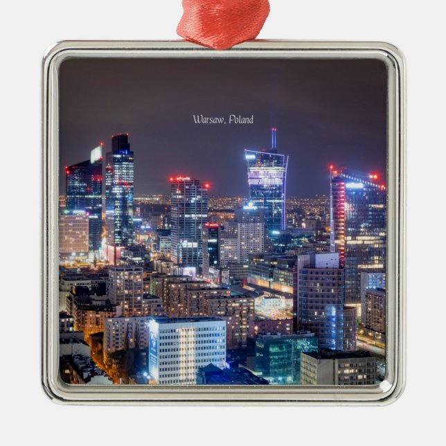 Ornement Carré Argenté Warsaw, Poland skyline,  (Devant)