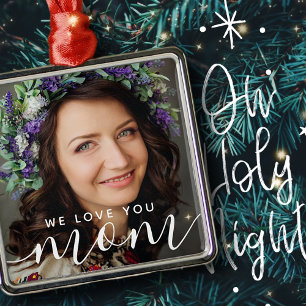 Ornement Carré Argenté We Love You Mom Modern Classic Photo