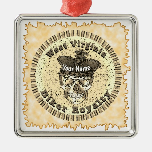 Ornement Carré Argenté West Virginia Biker  (Devant)