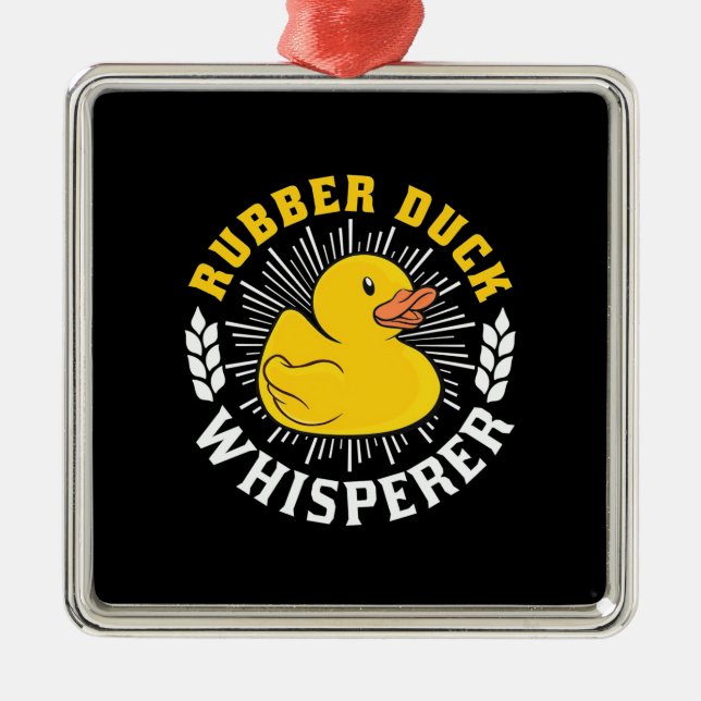 Ornement Carré Argenté Whisperer de canard en caoutchouc (Devant)