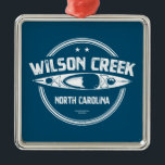 Ornement Carré Argenté Wilson Creek Caroline du Nord Kayaking<br><div class="desc">Wilson Creek North Carolina possède un réseau d'eau qui est situé près de Calloway Peak et qui s'étend sur 33 milles avant de rejoindre John's River.</div>