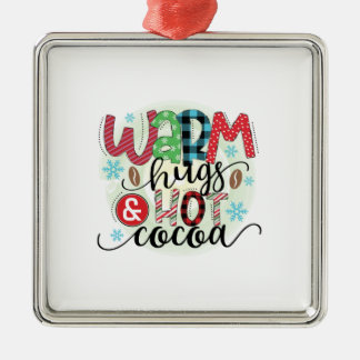 Ornement Carré Argenté Winter Art Hot Hugs Café chaud