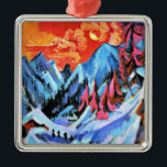 Ornement Carré Argenté Winter Landscape in Moonlight by Ernst Kirchner,<br><div class="desc">Winter Landscape in Moonlight,  famous painting by Ernst Ludwig Kirchner,  1919</div>