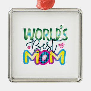 Ornement Carré Argenté World Best Maman