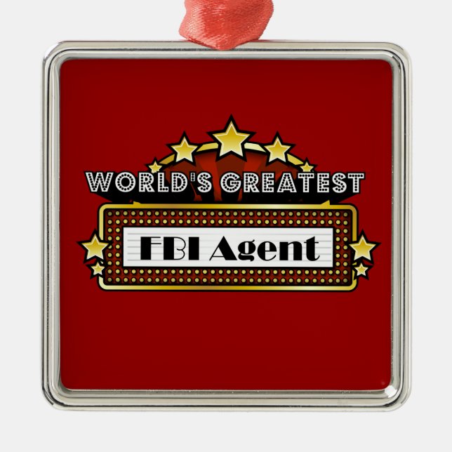 Ornement Carré Argenté World's Greatest FBI Agent (Devant)