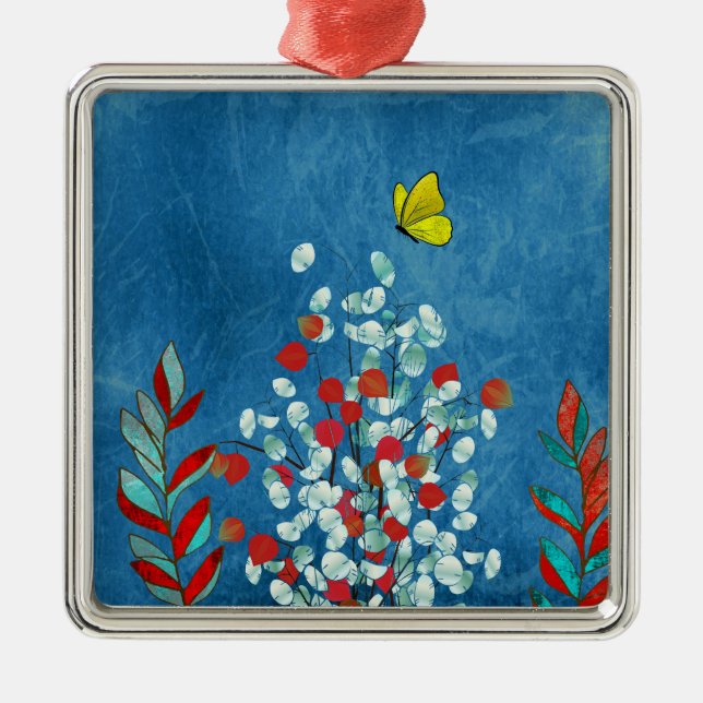 Ornement Carré Argenté Yellow Butterfly (Devant)