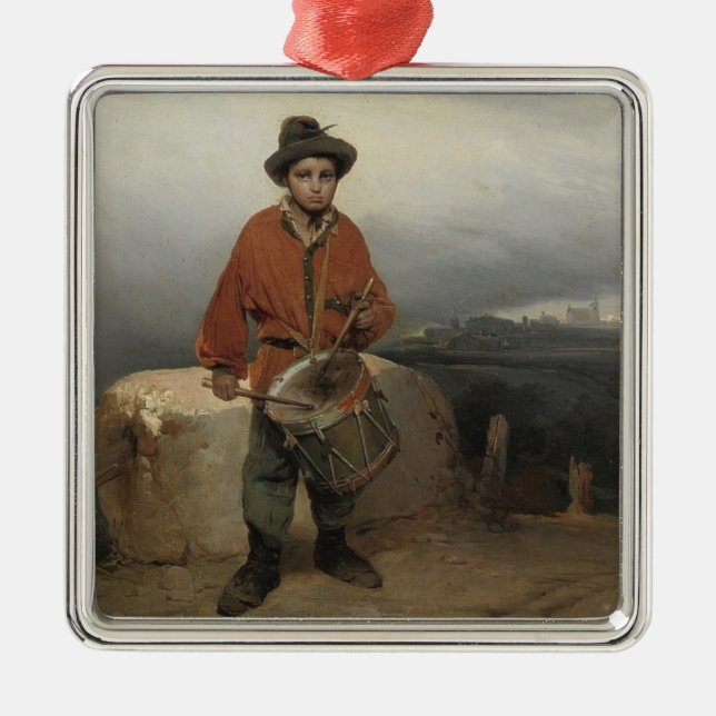 Ornement Carré Argenté Young Drummer Boy (par Gerolamo Induno) (Devant)