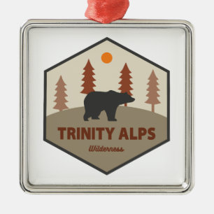 Ornement Carré Argenté Zone sauvage des Trinity Alps Californie Ours