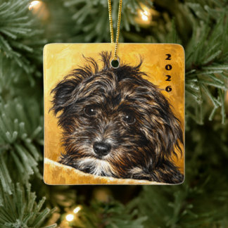 Ornement carré en céramique Schnoodle