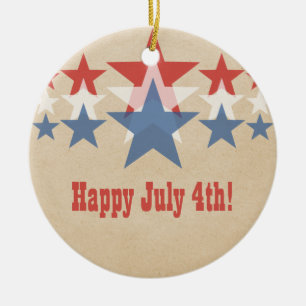 Ornement Cascade rouge, blanc et bleu étoile