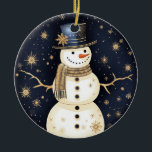 Ornement Casquette bleu Snowman<br><div class="desc">Beau Casquette Bleu Snowman Ornament</div>