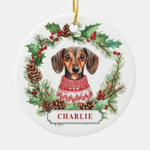 Ornement Cercle en céramique Dachshund