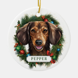 Ornement Cercle en céramique Dachshund