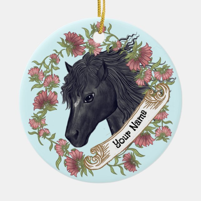 Ornement Cheval Noir Bellflower (Devant)