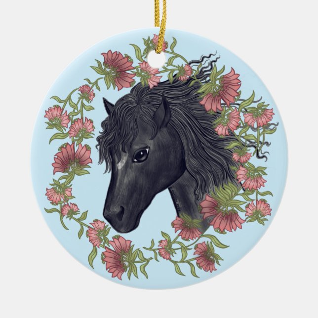 Ornement Cheval Noir Bellflower (Devant)