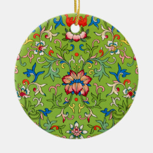 Ornement chinois vintage Owen Jones floral vert