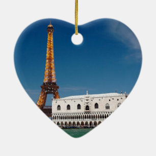 Ornement Cœur En Céramique 2 pour 1 Venise et Paris - Mixte up World