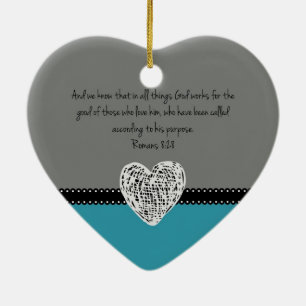 Ornement Cœur En Céramique 8h28 de Romains de vers de bible rétro