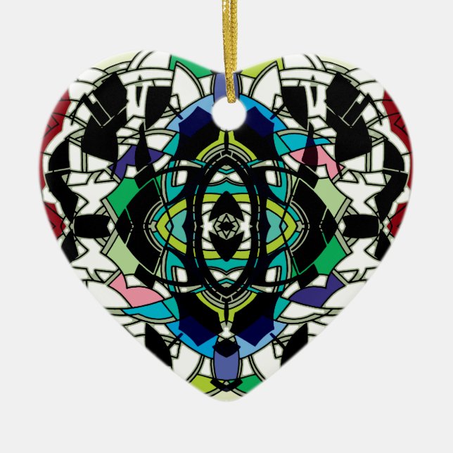 Ornement Cœur En Céramique à damiers (Devant)