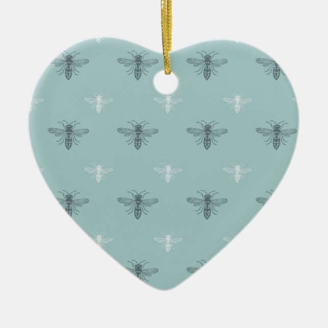 Ornement Cœur En Céramique Abeilles douces (Devant)