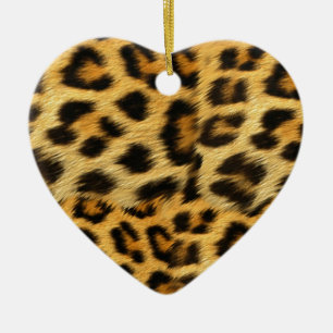 Ornement Cœur En Céramique Accessoires d'impression de fourrure léopard réali