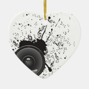 Ornement Cœur En Céramique Affiche de musique avec le haut-parleur audio 2
