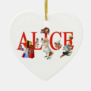 Ornement Cœur En Céramique Alice au pays des merveilles et amis