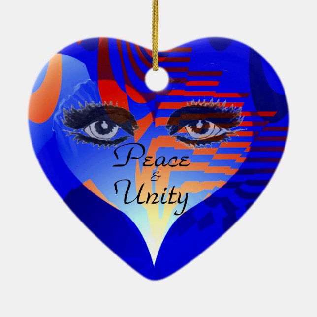 Ornement Cœur En Céramique Amour, Paix et Unité _ (Dos)