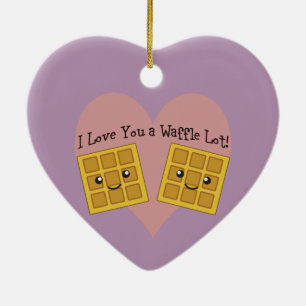 Ornement Cœur En Céramique Amusant Je T'Aime Un Lot Lot Cute Kawaii Waffles