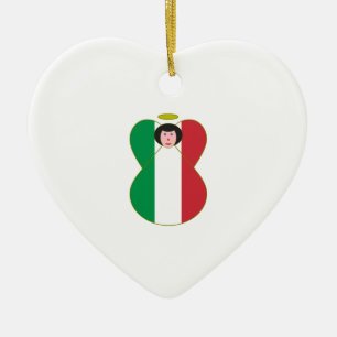 Ornement Cœur En Céramique Ange habillé aux couleurs du drapeau italien