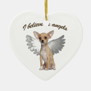 Ornement Cœur En Céramique Angel Chihuahua
