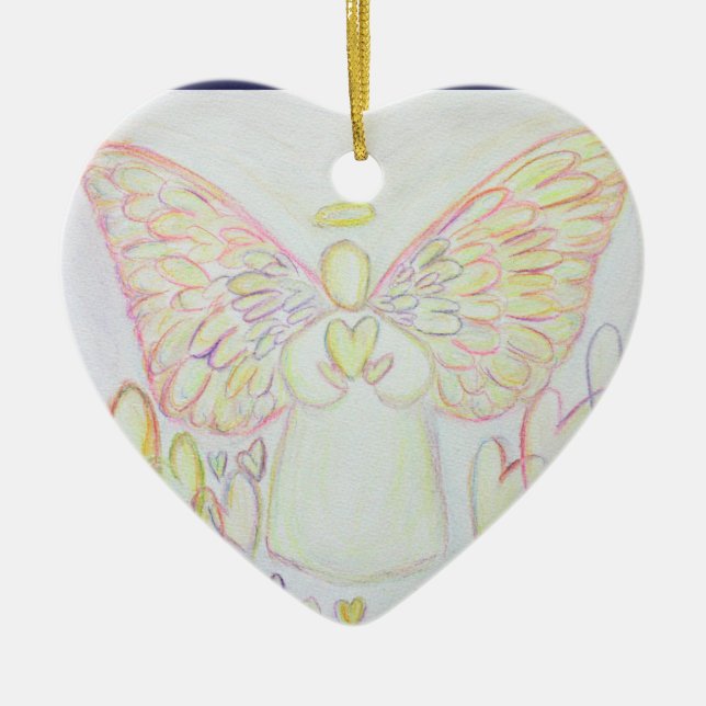 Ornement Cœur En Céramique Angel des Coeurs Art Pendentif Ornament (Devant)