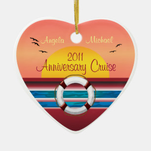 Ornement Cœur En Céramique Anniversaire de la croisière - Modèle du coucher