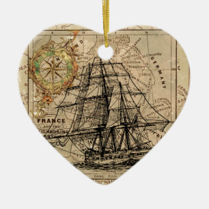 Ornement Cœur En Céramique Antique Old General France