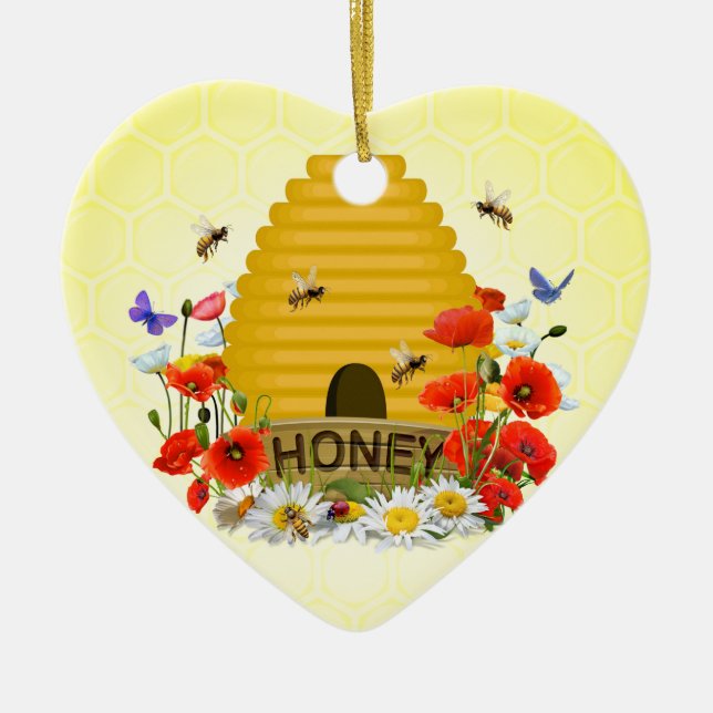 Ornement Cœur En Céramique Apiculture (Devant)