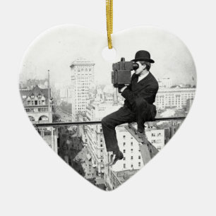 Ornement Cœur En Céramique appareil-photo antique sur une photo vintage