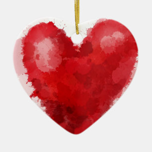 Ornement Cœur En Céramique Aquarelle rouge coeur gothique fille valentine