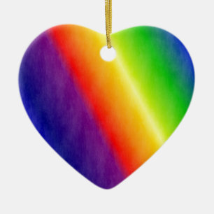 Ornement Cœur En Céramique Arc-en-ciel