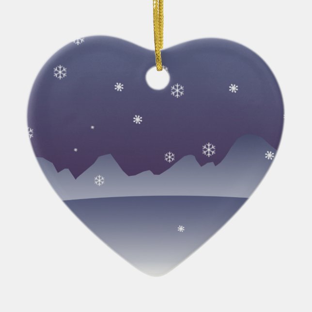 Ornement Cœur En Céramique Arctique (Devant)