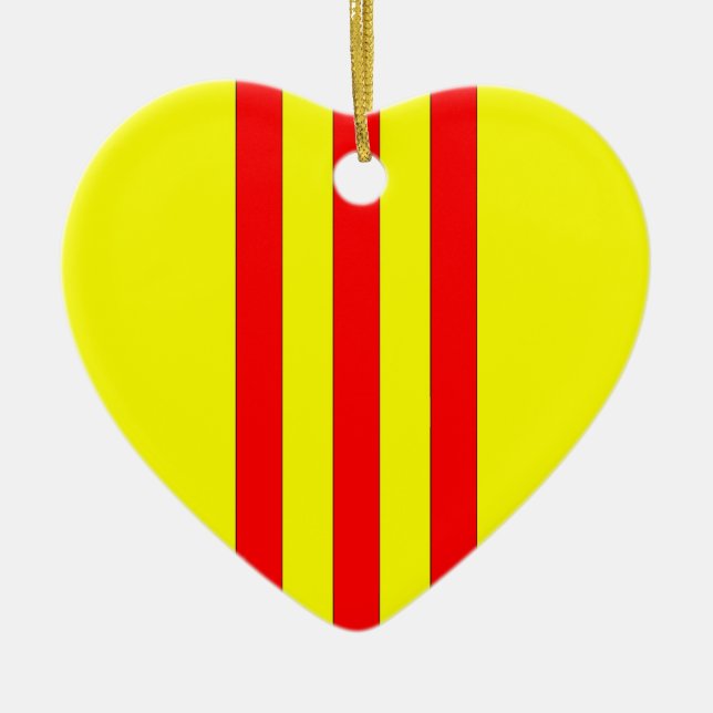 Ornement Cœur En Céramique Armoiries du Vietnam du Sud (1963 - 1975) (Devant)