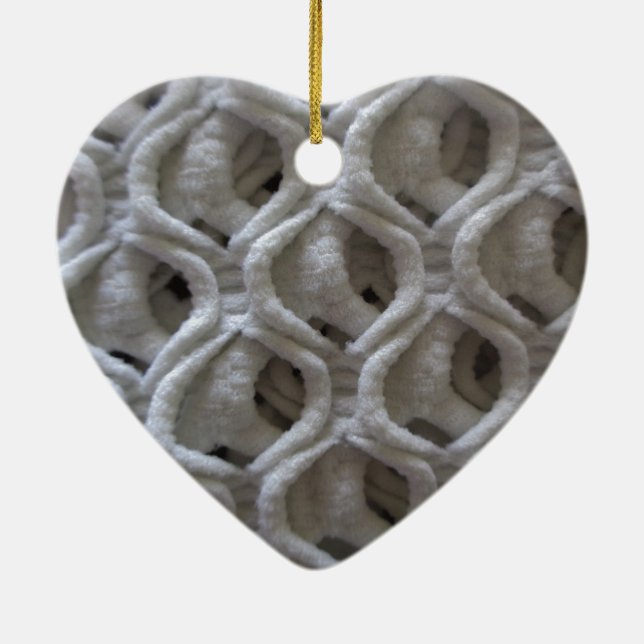 Ornement Cœur En Céramique Aspect Crochet de couleur non blanche (Dos)
