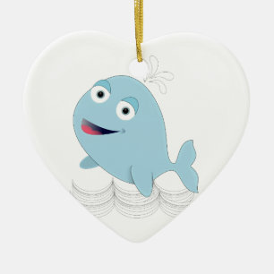 Ornement Cœur En Céramique Baleine bleue