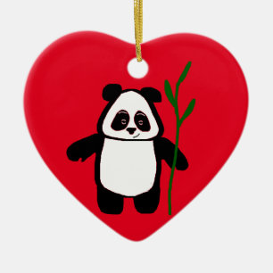 Ornement Cœur En Céramique Bambou l'ornement de coeur de panda