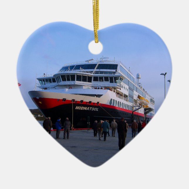 Ornement Cœur En Céramique Bateau de croisière norvégien (Devant)