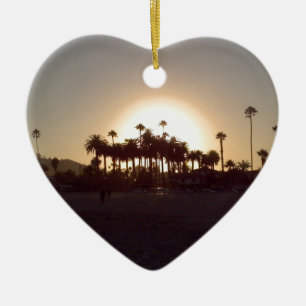 Ornement Cœur En Céramique Beau coucher du soleil de plage de Santa Barbara