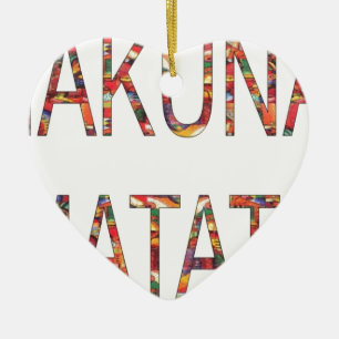 Ornement Cœur En Céramique Belles couleurs Vintages africaines Hakuna Matata
