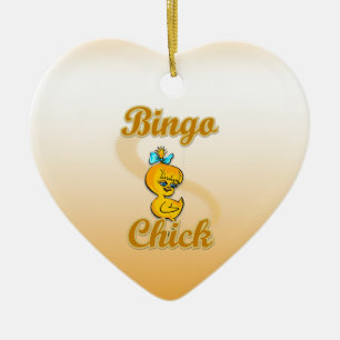 Ornement Cœur En Céramique Bingo Chick